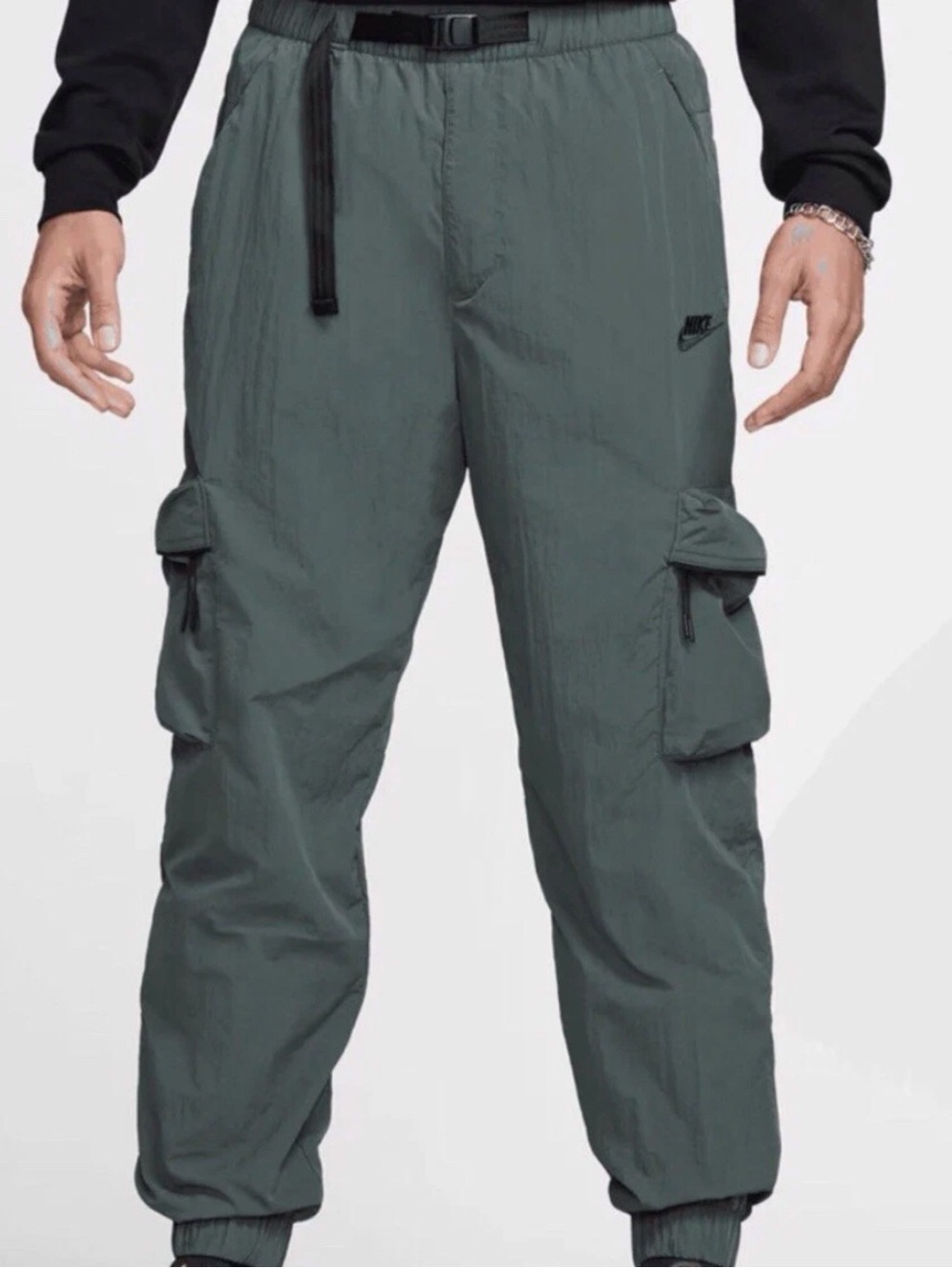 Nike Tech Mens Woven Cargo Windbreaker Joggers(FZ0756-338) Green Medium